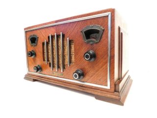Vintage 1930s Restored Protruding Chrome Trim Zenith Antique Old Radio & Plays