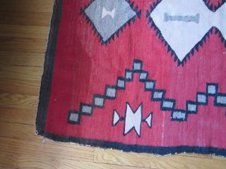 Antique Navajo Rug large early weaving with desirable red field 2