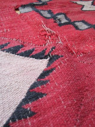 Antique Navajo Rug large early weaving with desirable red field 6