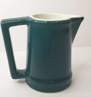Vintage Teal Hall China Pottery Creamer Mini Pitcher Syrup Mcm Restaurant Ware