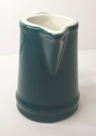 Vintage Teal HALL China Pottery Creamer Mini Pitcher Syrup MCM Restaurant Ware 2