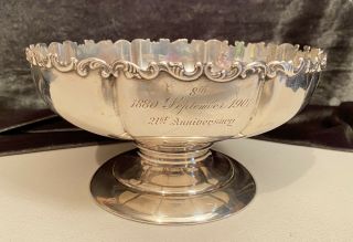 Antique Sterling Silver Unknown Ornate Fruit Bowl 8”in 385 Grams Not Scrap