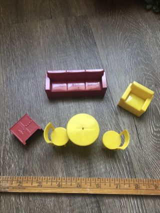 Marx Sofa,  Chair,  Kitchen Table Chairs Vintage Dollhouse Furniture Plastic 1:24