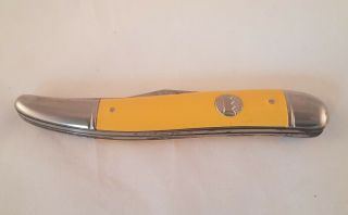 Vintage Imperial Crown Yellow Handle Fishing Folding Pocket Knife Fish Scaler 3