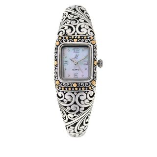 Bali " Sanga " White 18k Gold Accent Mother - Of - Pearl Dial Cuff Watch S/m $249