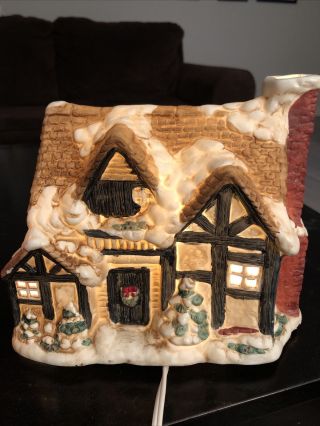 Mervyns Dickens Cottage Collectible Lighted House 1987 Vintage Christmas