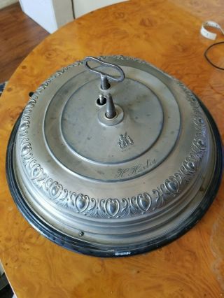 Antique German Wind Up Christmas Feather Tree Stand Music Box Clockwork Rotating