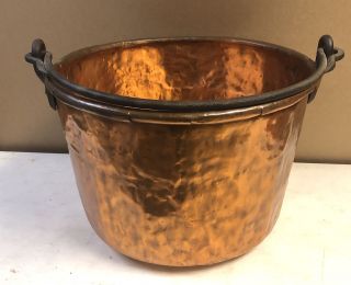 Large 22 " Antique Solid Copper Candy Kettle Apple Butter Pot Cauldron Dovetailed
