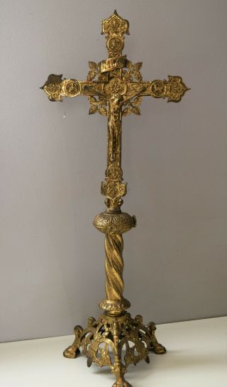⭐ antique crucifix bronze,  altar,  church cross,  made 19th century⭐ 2