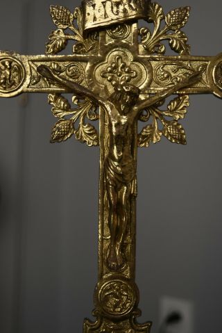 ⭐ antique crucifix bronze,  altar,  church cross,  made 19th century⭐ 6