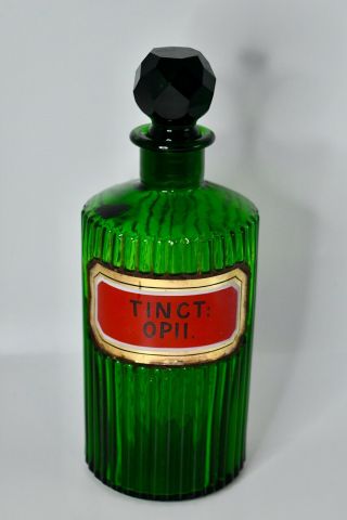 19th Century Emerald Green Opium Apothecary Bottle