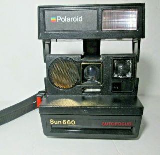 Vintage Polaroid Sun 660 Autofocus Instant 600 Flash Camera w/ Strap 2