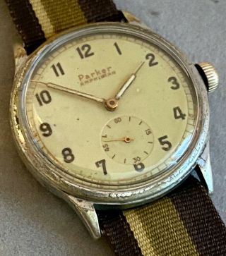 Vintage Parker Amphibian Wwii Military Wrist Watch Serviced
