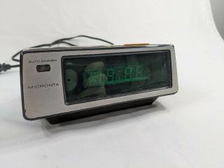 Vintage Micronta Wood Grain Alarm Clock Led 63 - 817a -