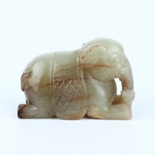 Chinese Antique Jade Carving Elephant Statue " 2 " (h)
