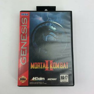 Mortal Kombat Ii (sega Genesis,  1994) Case And Cart Vintage Fighting Video Game
