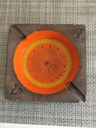 Vtg Mcm Rosenthal Netter Orange Yellow Brown Italy Art Pottery Ashtray Groovy
