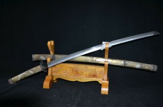 Collectable Japanese Samurai Sword Katana Signed Sharp Blade Brass Belles Saya
