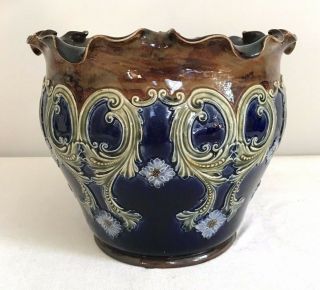 Antique Cache Pot Royal Doulton Lambeth Art Nouveau Jardiniere England