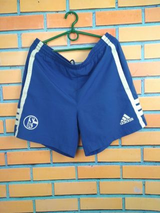 Fc Schalke 04 Shorts Large Vintage Retro Mens Blue Football Soccer Adidas