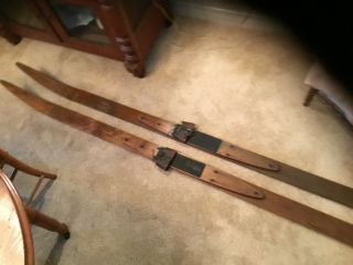 Vintage Early 1900’s Antique Wooden Snow Skis Outstanding