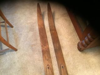Vintage Early 1900’s Antique Wooden Snow Skis Outstanding 2