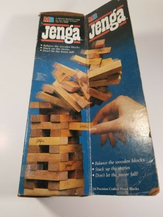 Vintage 1986 Jenga by Milton Bradley Games Wooden Blocks Complete 3