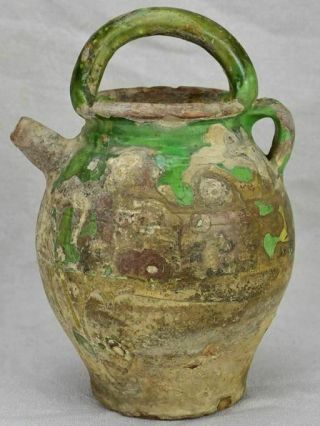 Antique French Water Pitcher With Green Glaze 11¾ "