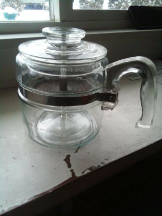 Vtg.  Pyrex Flameware (7754) Clear Glass Percolator Coffee Pot Complete 2 - 4 Cups