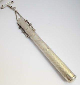 Lovely English Antique 1906 Sterling Silver Chatelaine Pencil Thermometer Holder