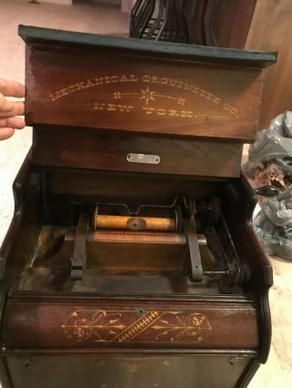 Old Antique Fancy Celestina Mechanical Organette Orguinette Music Roller Box
