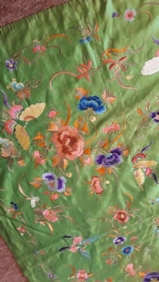 Antique Straits Chinese Peranakan Nonya embroidered silk panel 4