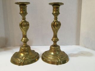 Antique Fine Pr.  Of French Louis Xv Style Gilt Bronze Candlesticks 1880 - 90 10”