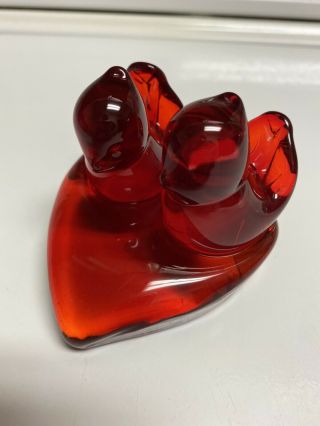 Vintage 1977 W.  Ward Cardinal Of Love Heart Red Hand - Blown Glass 2 Birds Signed