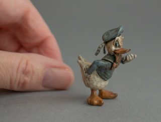 Cute Vintage Cold Painted Bronze Anthropomorphic Donald Duck Miniature Figure