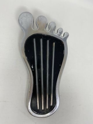 Vintage Barefoot Car Accelerator Pedal Footprint Chrome Made In Usa