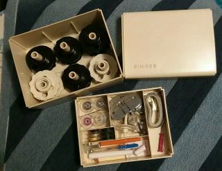 Vintage Singer 14 Sewing Machine Cams Set Accessories Feet Plates Box Kit