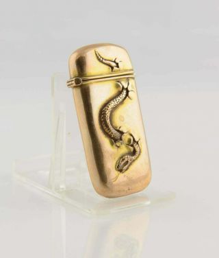 Antique - Gold Plated Match Safe / Vesta Case