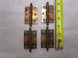 2 - Pair Vintage Small Cabinet Hinges Cannon Ball Tip 2 3/8 " X 1 3/4 "