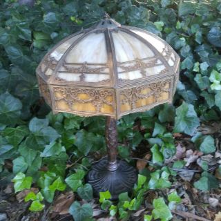 Vintage Slag Glass Antique Table Lamp Attributed To Bradley Hubbard