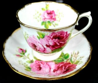 Vintage Royal Albert American Beauty Pattern Pink Roses Tea Cup And Saucer