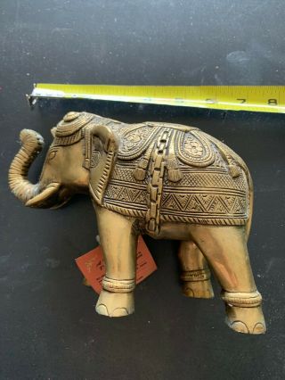 Vintage Brass Elephant 5  Tall And 7  Long With/ Tag Made In India