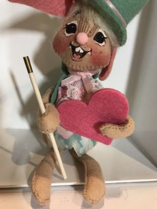 Vintage Annalee Doll 6 " Bunny With Top Hat And Magic Wand Heart Valentines
