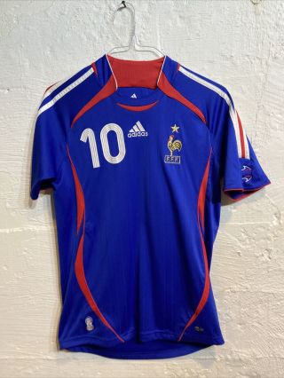 Vintage Adidas France Zinedine Zidane Kit Shirt World Cup Jersey Size Mens S