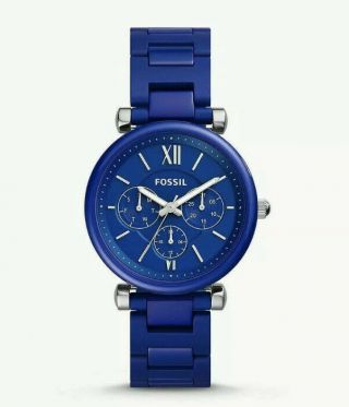 Fossil Limited Edition Cobalt Carlie Multifunction Blue Ceramic Watch Le1097