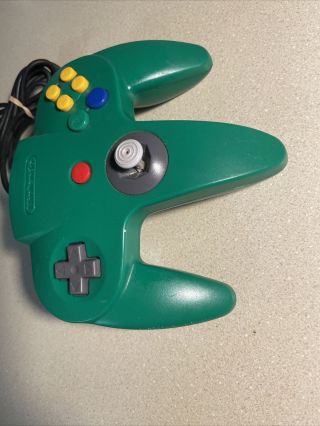 Vintage Official OEM Green Nintendo 64 N64 Controller Good Stick 2