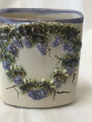 Vintage Paul Joyce Quyle Studio Pottery Vase Signed Murphys Ca Usa Grapes Heart