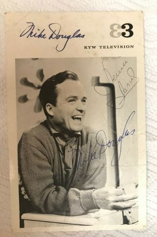 . Vintage Mike Douglas Autograph Picture " The Mike Douglas Show " Channel 3 Cbs