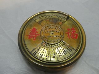 Vintage Chinese Brass 50 Year Perpetual Calendar 1974 To 2023