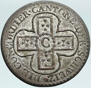 1826 Switzerland Canton Of Bern Swiss Billon Antique Old Silver Batz Coin I87519